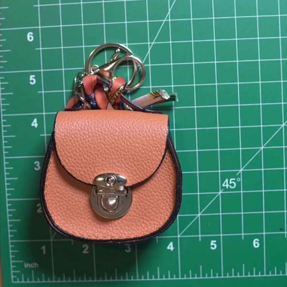 Bag Keychain Bag Charm Change Pouch Coin Purse Push Lock Clasp Orange Feminine